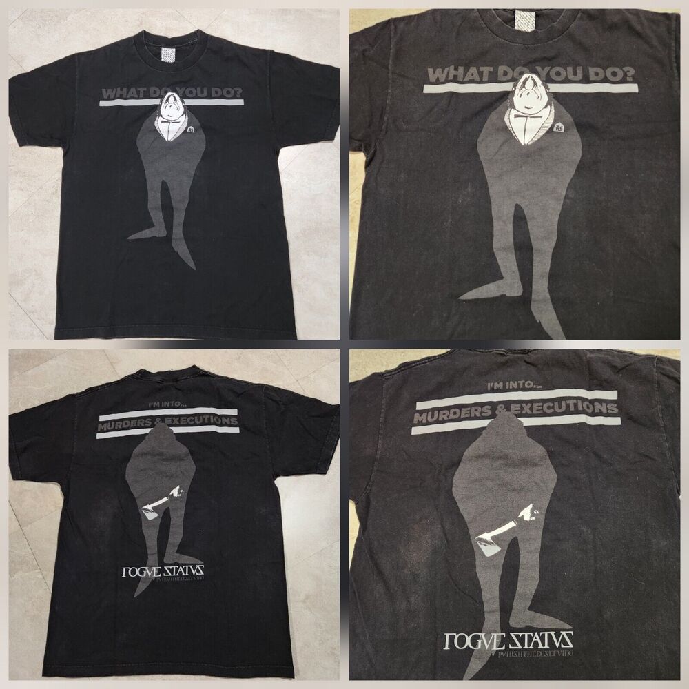 VTG Rogue Status Mens L Large Murders & Executions Double Sided‎ Graphic T Shirt